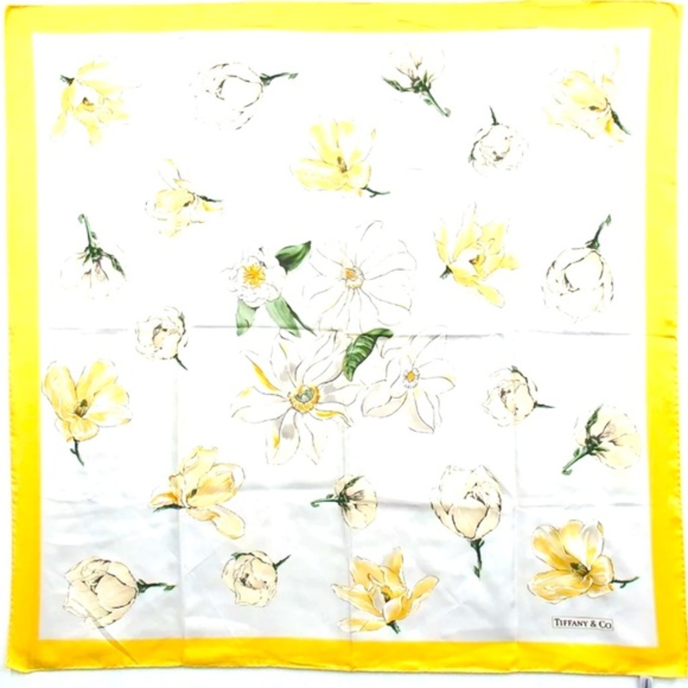 Tiffany & Co Silk Scarf White with yellow border stripes gorgeous